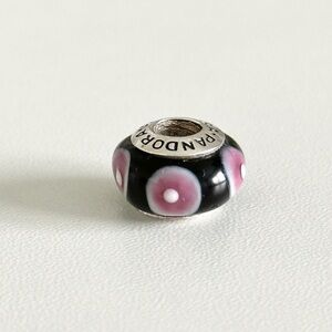 Pandora Retired Stepping Stones Purple Black Murano Glass Bead Charm